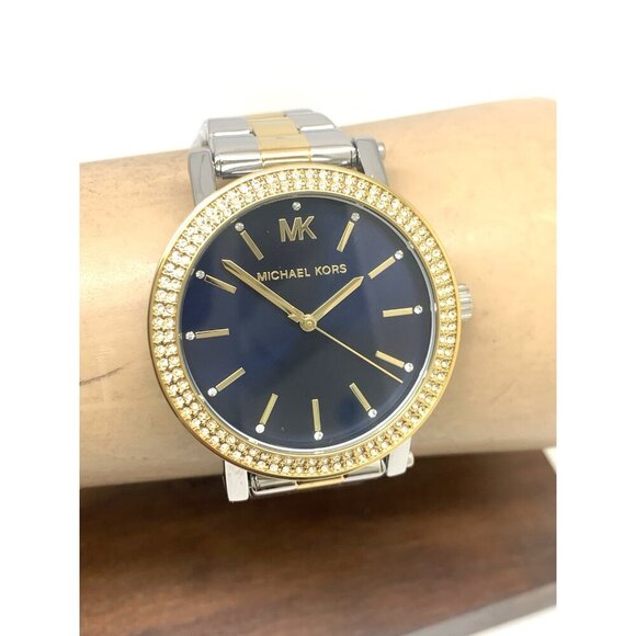Michael Kors Womens Watch MKO1049 Quartz Blue Dial Two Tone Stainless Steel 38mm main image 9